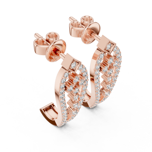 Rose gold lab grown diamond open teardrop drop earrings, side view
