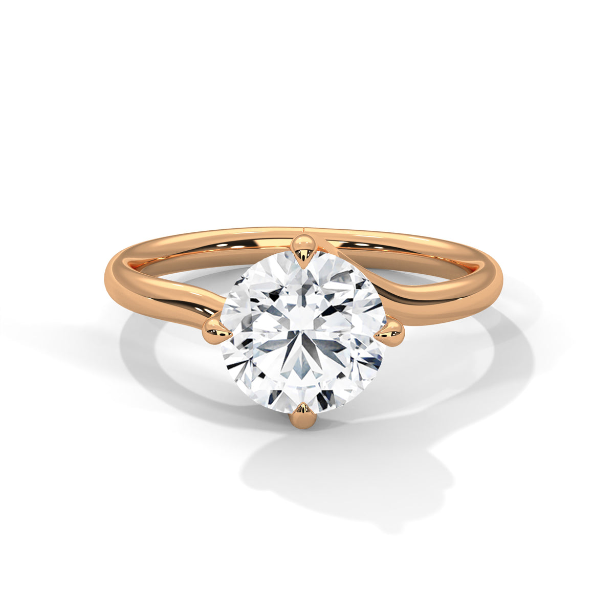 2 Carat Round Cut Lab Grown Diamond Engagement Ring in Yellow Gold – Twisted Band Solitaire | Luzora Jewels