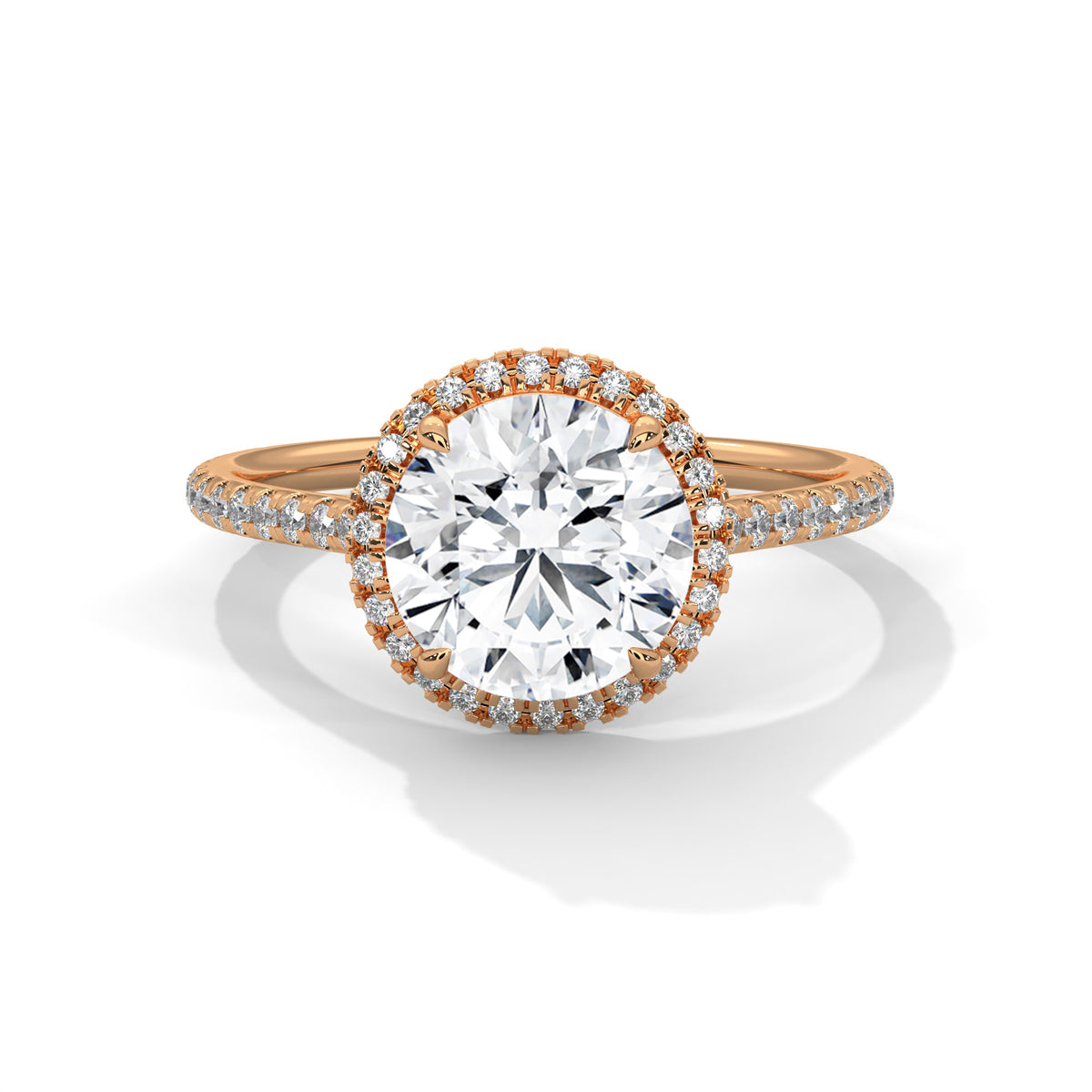 2 Carat Round Cut Lab Grown Diamond Ring for Women – Halo Close-Up | Luzora Jewels
