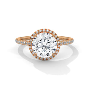 2 Carat Round Cut Lab Grown Diamond Ring for Women – Halo Close-Up | Luzora Jewels