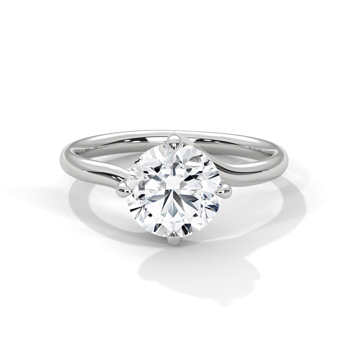 2 Carat Round Cut Lab Grown Diamond Engagement Ring in White Gold – Twisted Band Solitaire | Luzora Jewels