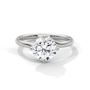 2 Carat Round Cut Lab Grown Diamond Engagement Ring in White Gold – Twisted Band Solitaire | Luzora Jewels
