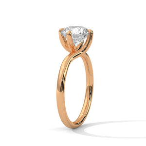 2 Carat Round Cut Lab Grown Diamond Engagement Ring on Hand – Twisted Band Solitaire | Luzora Jewels