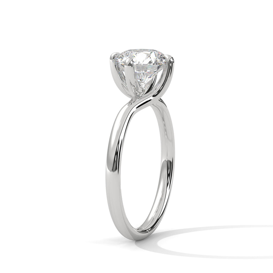 2 Carat Round Cut Lab Created Diamond Twisted Band Solitaire Engagement Ring – Side View | Luzora Jewels