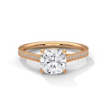 1.75 Carat Cushion Cut Lab Grown Diamond Ring for Women – Pavé Band Solitaire Close-Up | Luzora Jewels