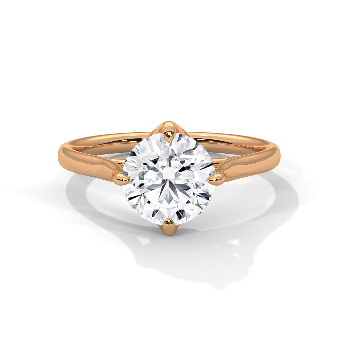 2 Carat Round Cut Lab Grown Diamond Ring for Women – Tulip Gallery Solitaire Close-Up | Luzora Jewels