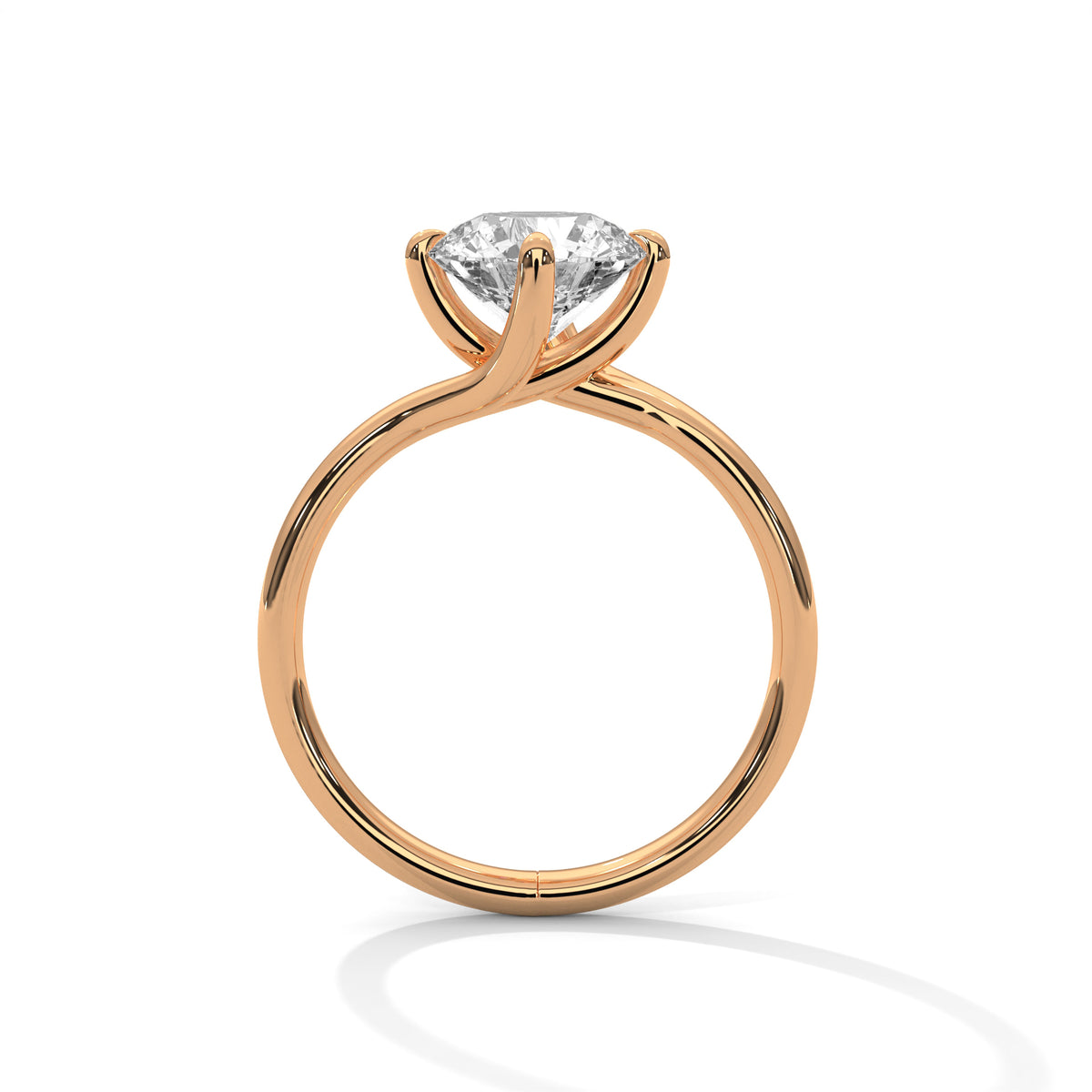 2 Carat Round Cut Lab Created Diamond Twisted Band Solitaire Engagement Ring – Side View | Luzora Jewels