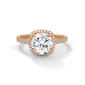 2 Carat Round Cut Lab Grown Diamond Ring for Women – Cushion Halo Close-Up | Luzora Jewels