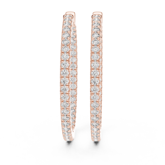 Rose gold 0.99 ct lab grown diamond inside out hoop earrings, front view