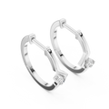 White gold lab grown diamond chevron solitaire huggie earrings, side view