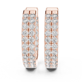 Rose gold 0.72 ct lab grown diamond two row pave huggie hoop earrings, front view