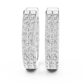 White gold 0.72 ct lab grown diamond two row pave huggie hoop earrings, front view