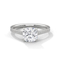 1.75 Carat Cushion Cut Lab Grown Diamond Engagement Ring on Hand – Pavé Band Solitaire | Luzora Jewels