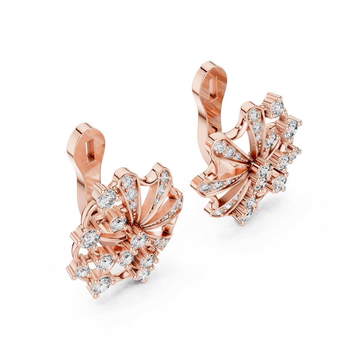 Lab Grown Diamond Fan Cluster Stud Earrings