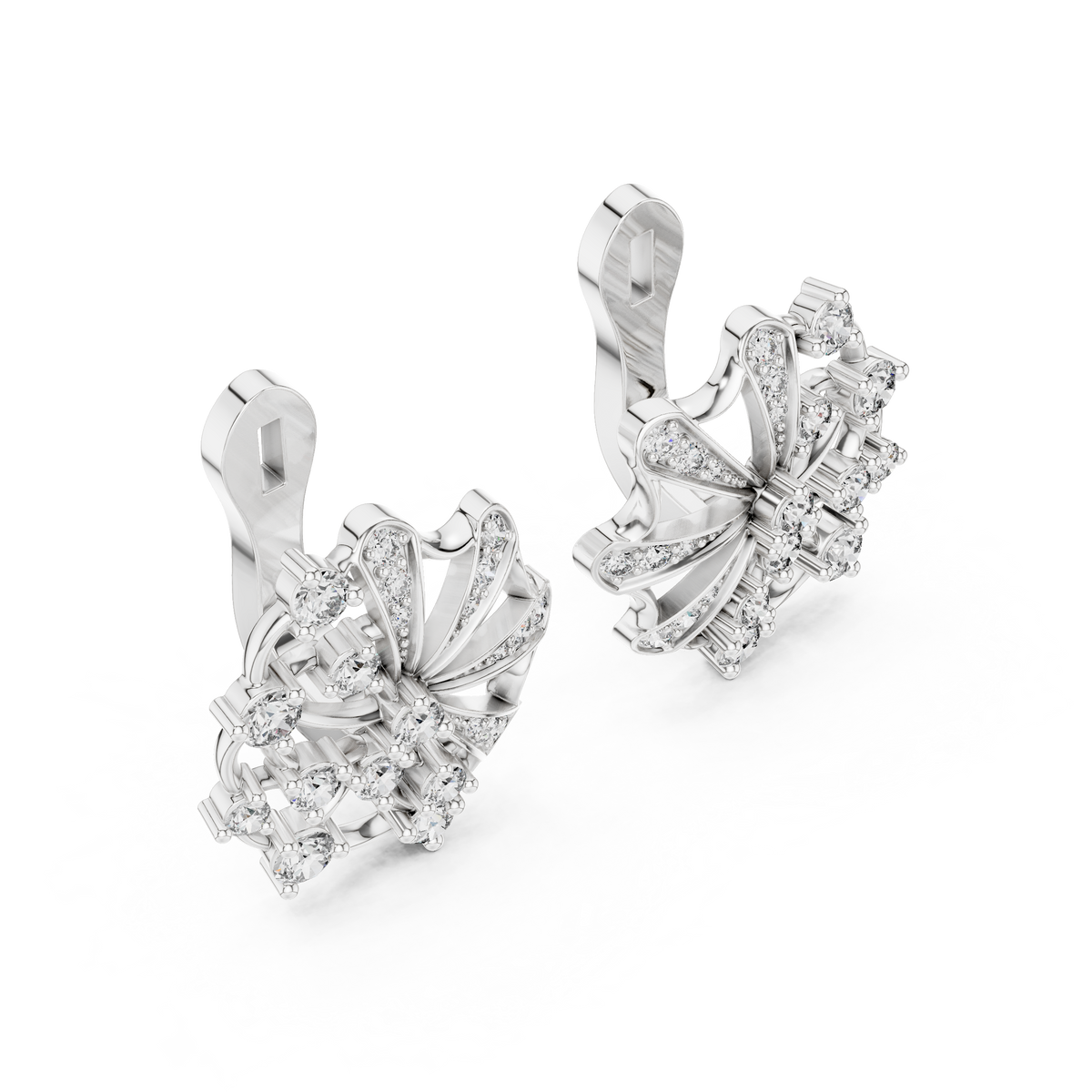 Lab Grown Diamond Fan Cluster Stud Earrings