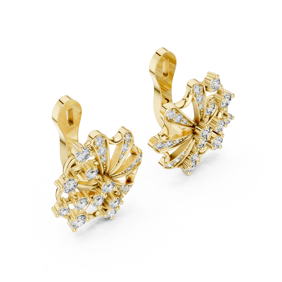 Lab Grown Diamond Fan Cluster Stud Earrings