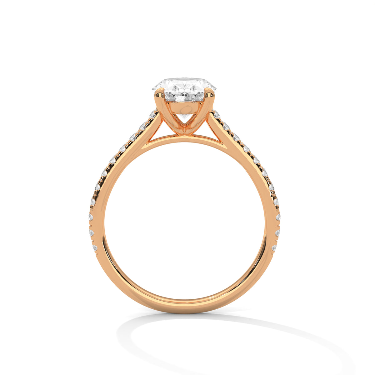 1.75 Carat Oval Cut Lab Grown Diamond Engagement Ring in White Gold – Pavé Band Solitaire | Luzora Jewels
