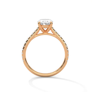 1.75 Carat Oval Cut Lab Grown Diamond Engagement Ring in White Gold – Pavé Band Solitaire | Luzora Jewels