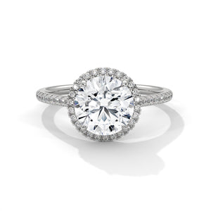 2 Carat Round Cut Lab Grown Diamond Engagement Ring on Hand – Halo | Luzora Jewels