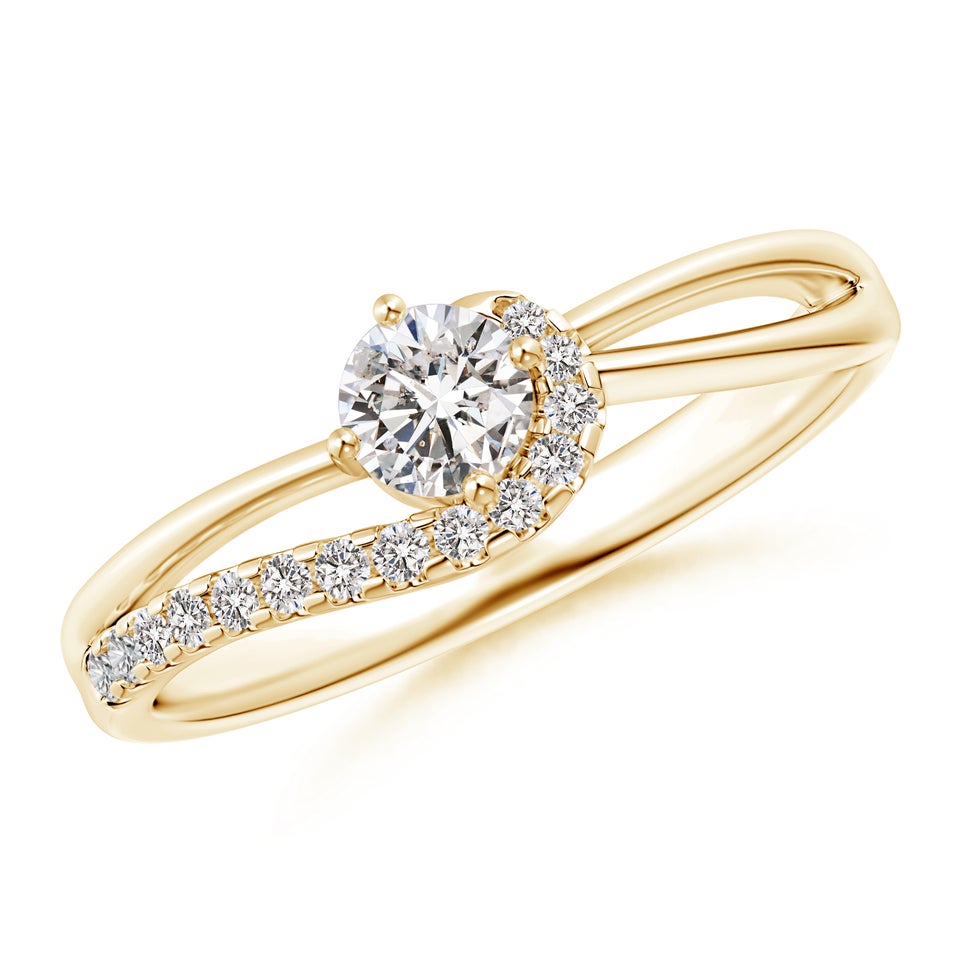 Solitaire Round Diamond Swirl Promise Ring