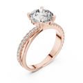 Rose gold round solitaire lab grown diamond engagement ring, side view