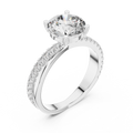 White gold round solitaire lab grown diamond engagement ring, side view
