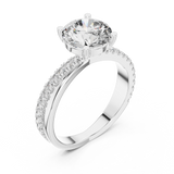 White gold round solitaire lab grown diamond engagement ring, side view