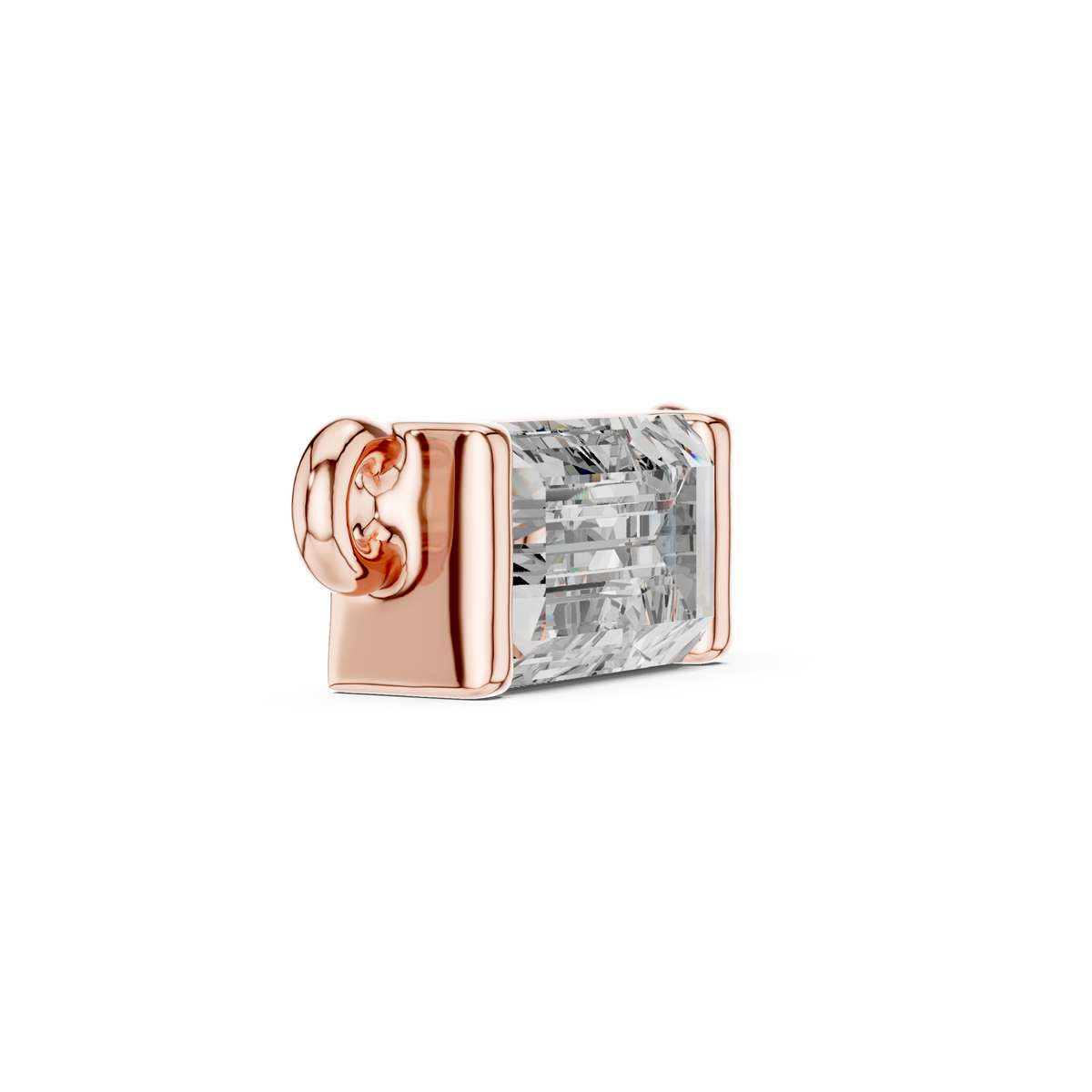 Rose gold bezel-set baguette lab-grown diamond pendant necklace charm