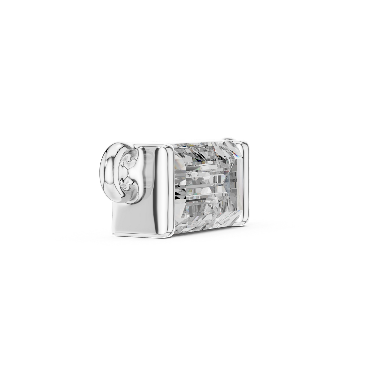 0.31 CT Baguette-Cut Lab-Grown Diamond Bezel Pendant in White gold.