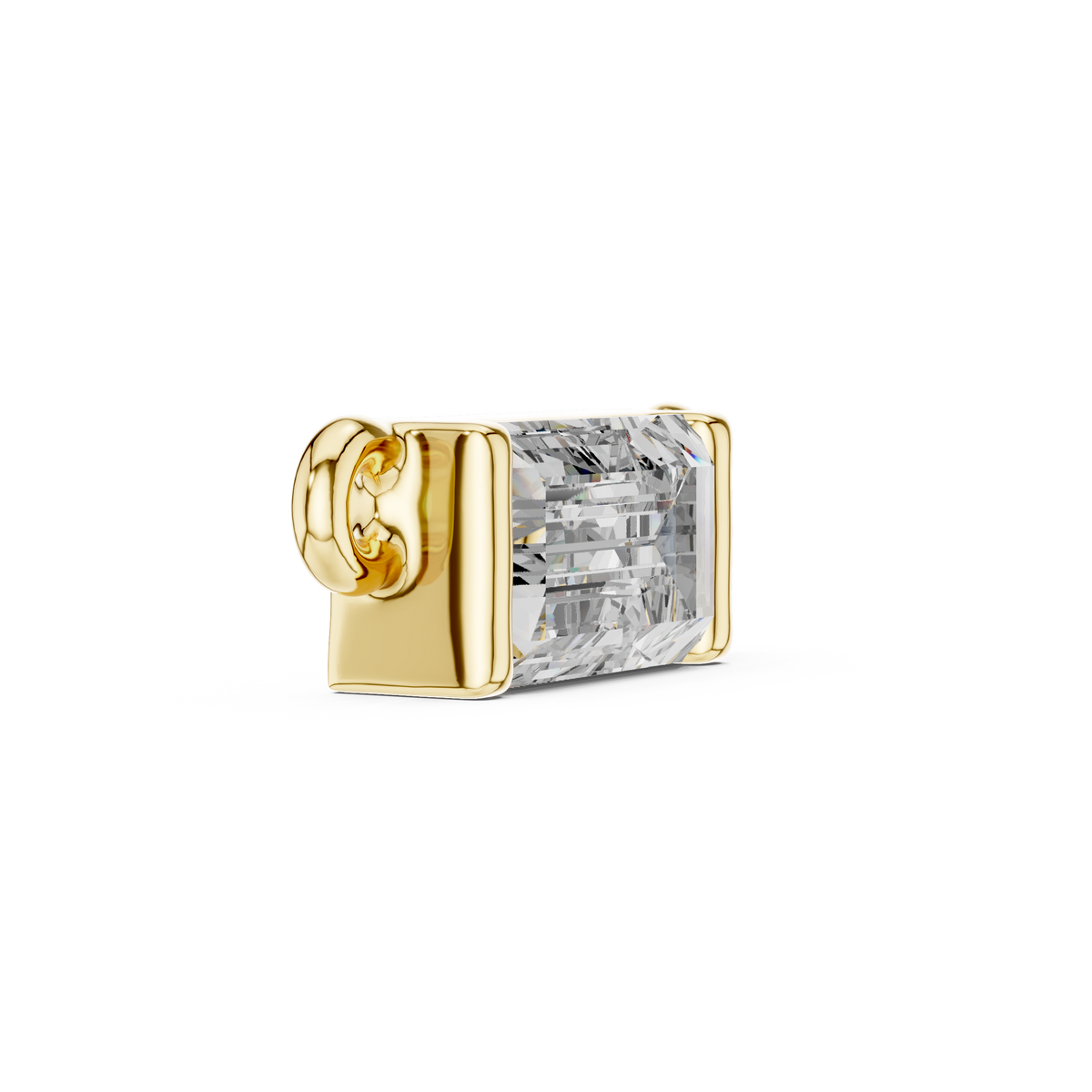 0.31 CT Baguette-Cut Lab-Grown Diamond Bezel Pendant in Yellow Gold