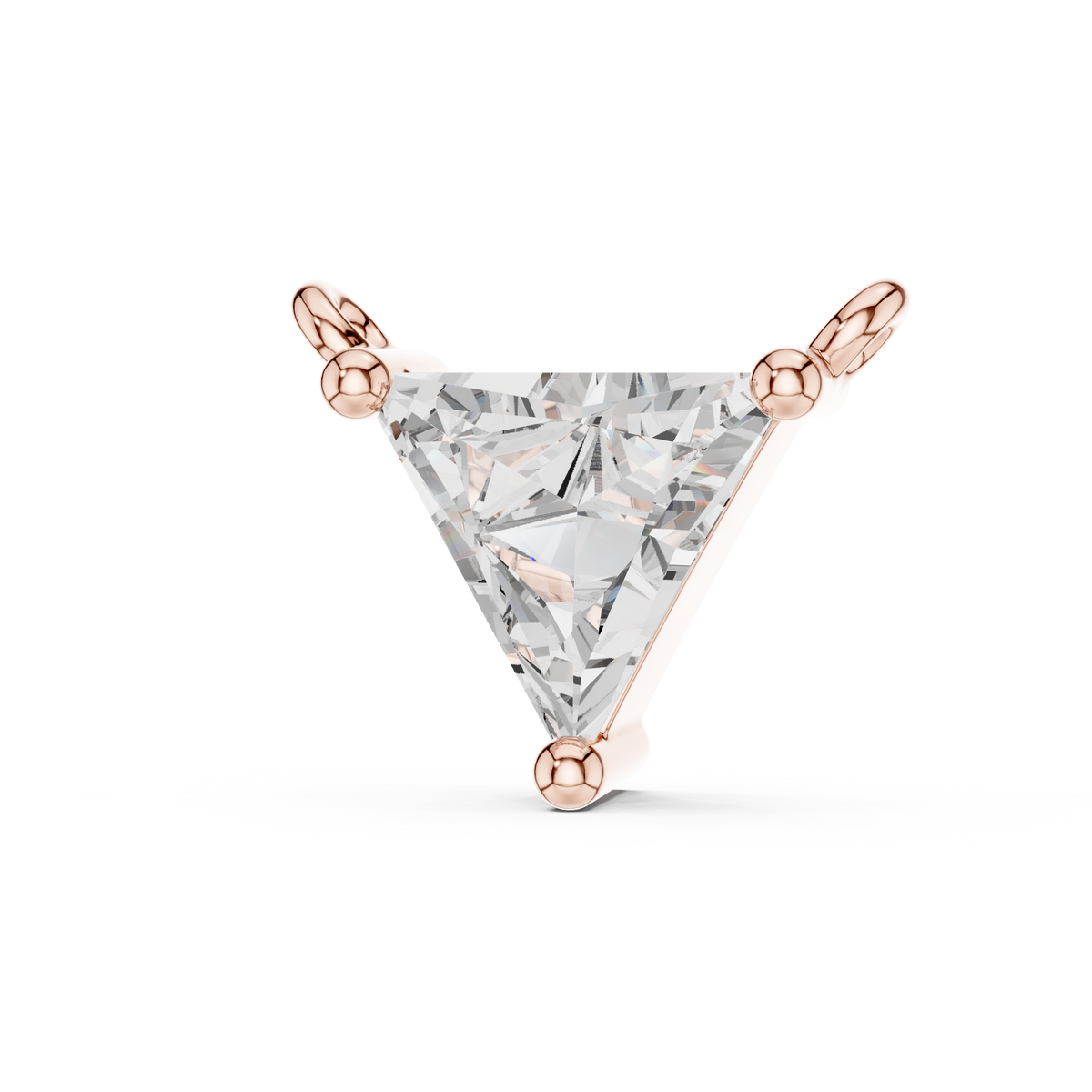 0.74 CT Trillion Cut Lab Grown Diamond Necklace in minimalist three-prong setting with polished side loops
