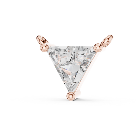 0.74 CT Trillion Cut Lab Grown Diamond Necklace in minimalist three-prong setting with polished side loops