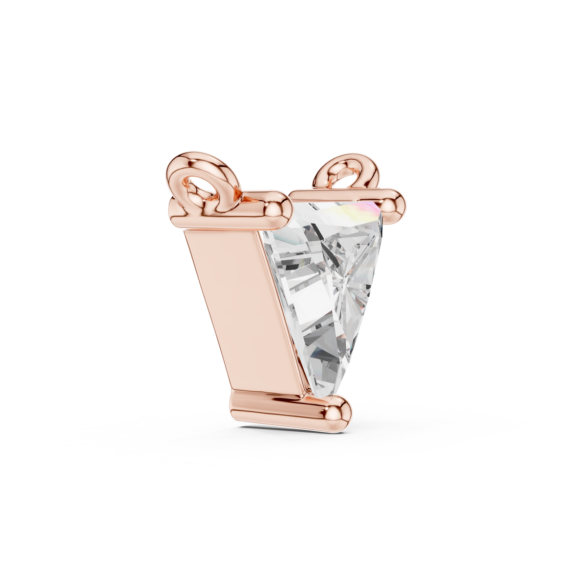 0.74 CT Trillion Cut Lab Grown Diamond Pendant in Rose Gold with three-prong setting