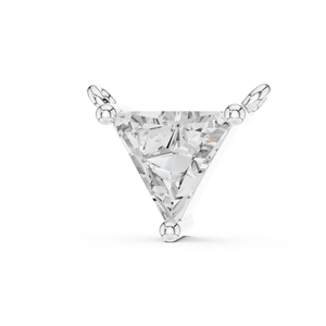 0.74 CT Trillion Cut Lab Grown Diamond Pendant in white metal with minimalist three-prong setting.