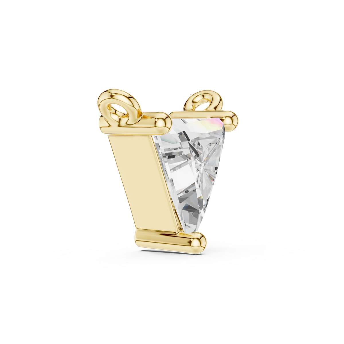 0.74 CT Trillion Cut Lab Grown Diamond Pendant in Yellow Gold with three-prong setting