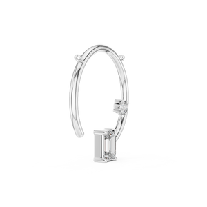 0.98 CTW emerald-cut and round lab-grown diamond open circle pendant in white gold.