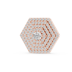 0.60 CTW Round Cut Lab Grown Diamond Hexagon Cluster Pendant Necklace in Rose Gold.