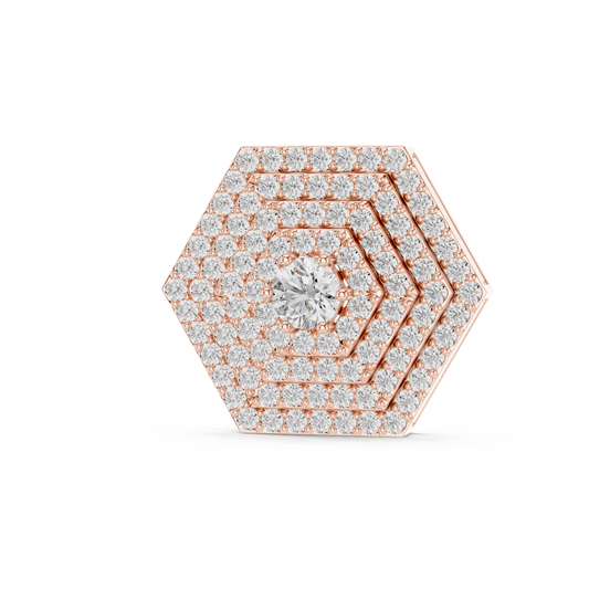 0.60 CTW Round Cut Lab Grown Diamond Hexagon Cluster Pendant Necklace in Rose Gold.