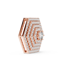 Side angle view of 0.60 CTW hexagon cluster lab grown diamond pendant in rose gold.