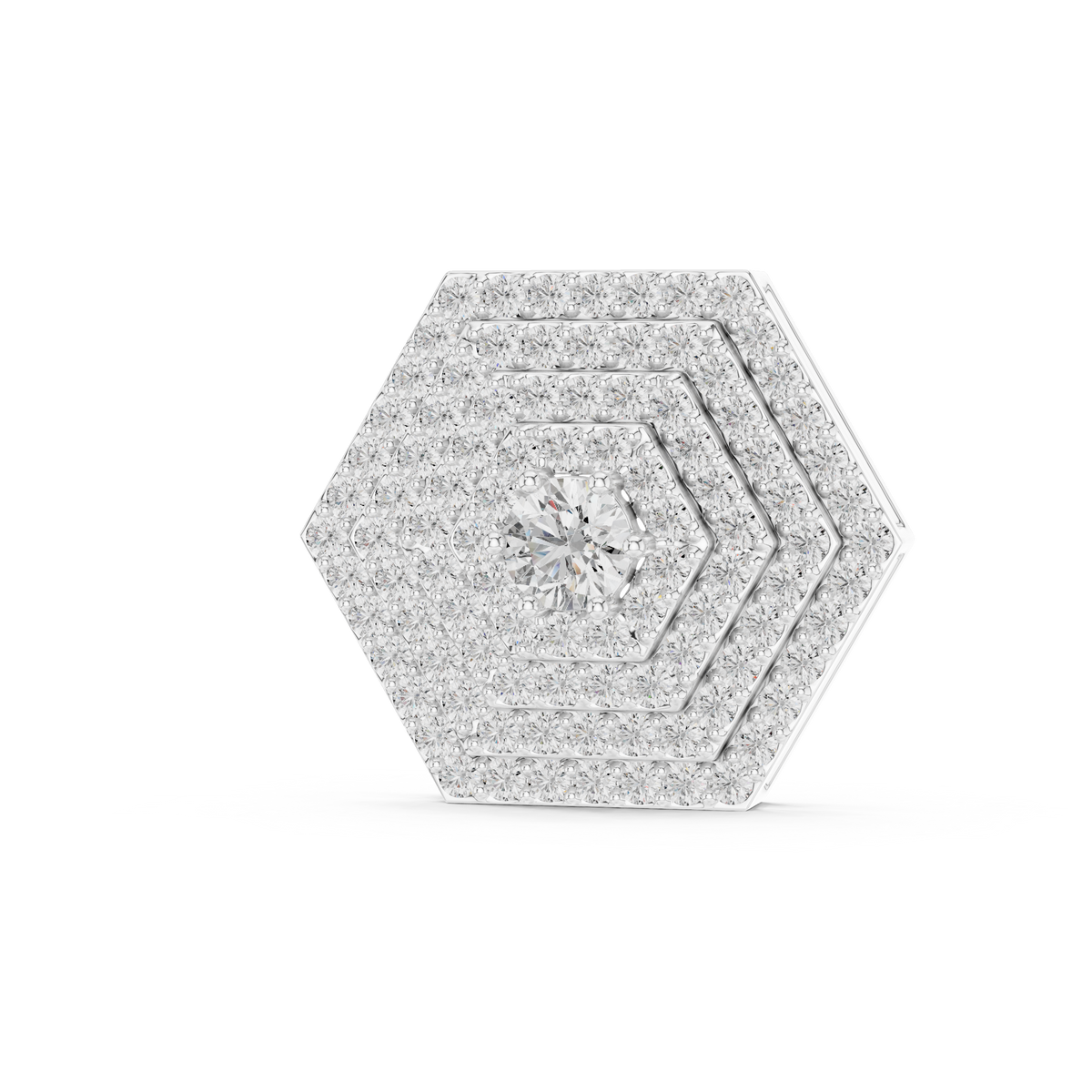 0.60 CTW Round Cut Lab Grown Diamond Hexagon Cluster Pendant in White Gold.