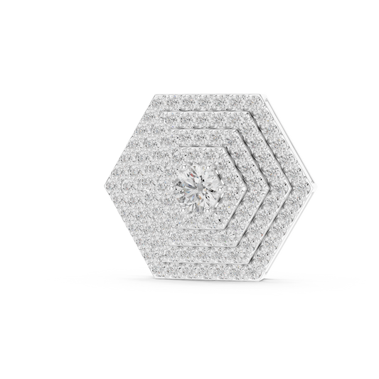 0.60 CTW Round Cut Lab Grown Diamond Hexagon Cluster Pendant in White Gold.