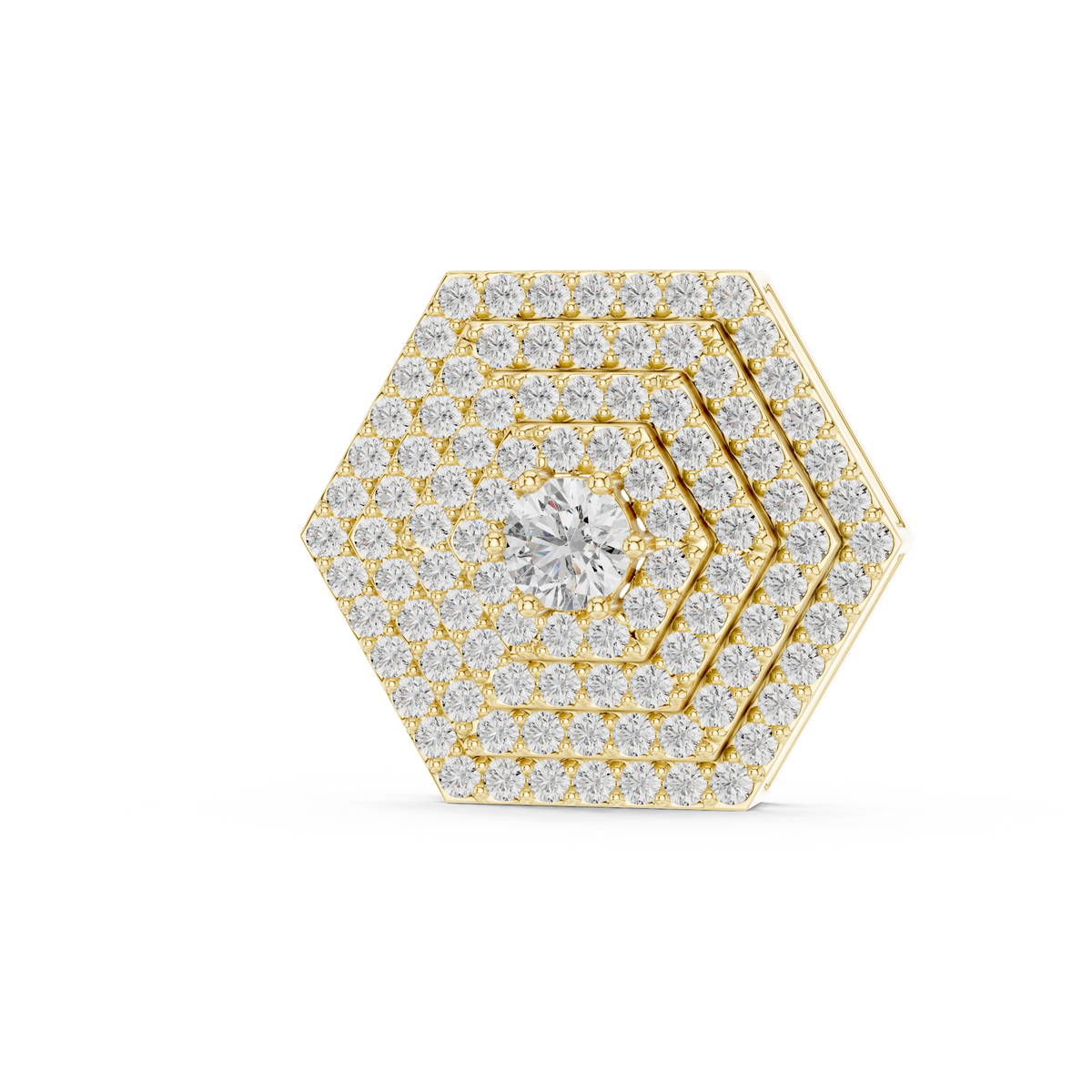 0.60 CTW Round Cut Lab Grown Diamond Hexagon Cluster Pendant in Yellow Gold.