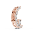 Rose gold crescent moon pendant with graduated round-cut lab-grown diamonds on a transparent background.