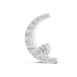 White gold crescent moon pendant with graduated lab-grown diamonds