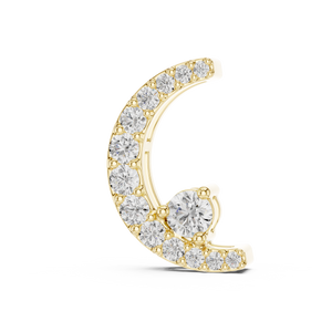 Yellow gold crescent moon pendant with graduated lab-grown diamonds
