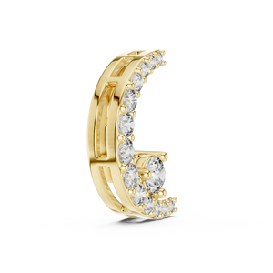 Yellow gold crescent moon pendant with graduated lab-grown diamonds
