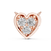 0.36 CT three stone lab grown diamond heart pendant in rose gold, front view