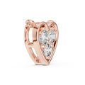 Side angle of rose gold three stone lab grown diamond heart pendant