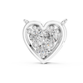 0.36 CT three stone lab grown diamond heart pendant in white gold, front view