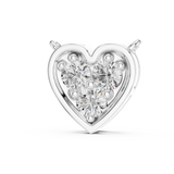 0.36 CT three stone lab grown diamond heart pendant in white gold, front view